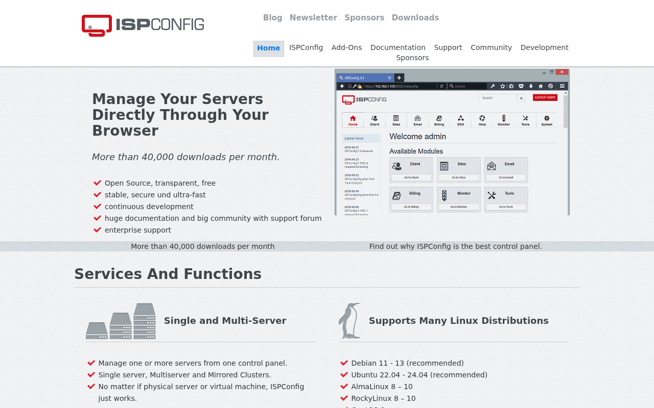 Screenshot of ispconfig.org