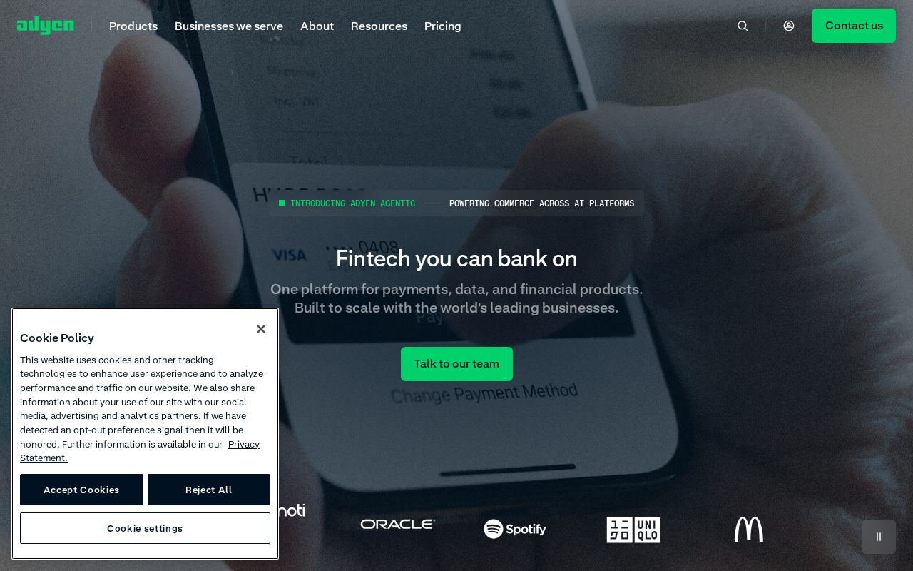 Screenshot of adyen.com