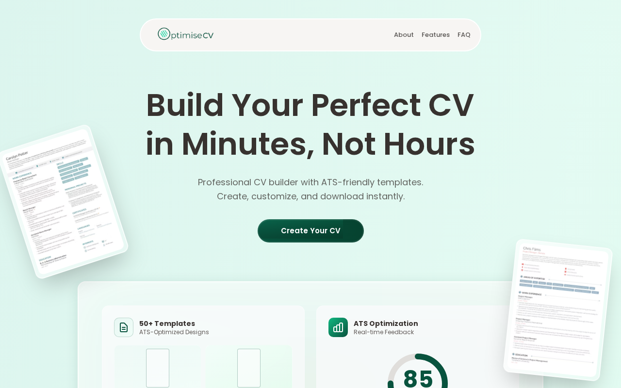 Screenshot of optimisecv.com