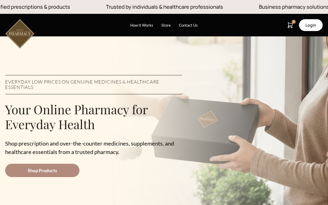Screenshot of www.harleypharmacy.co.uk