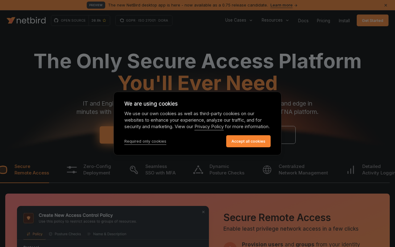 Screenshot of netbird.io