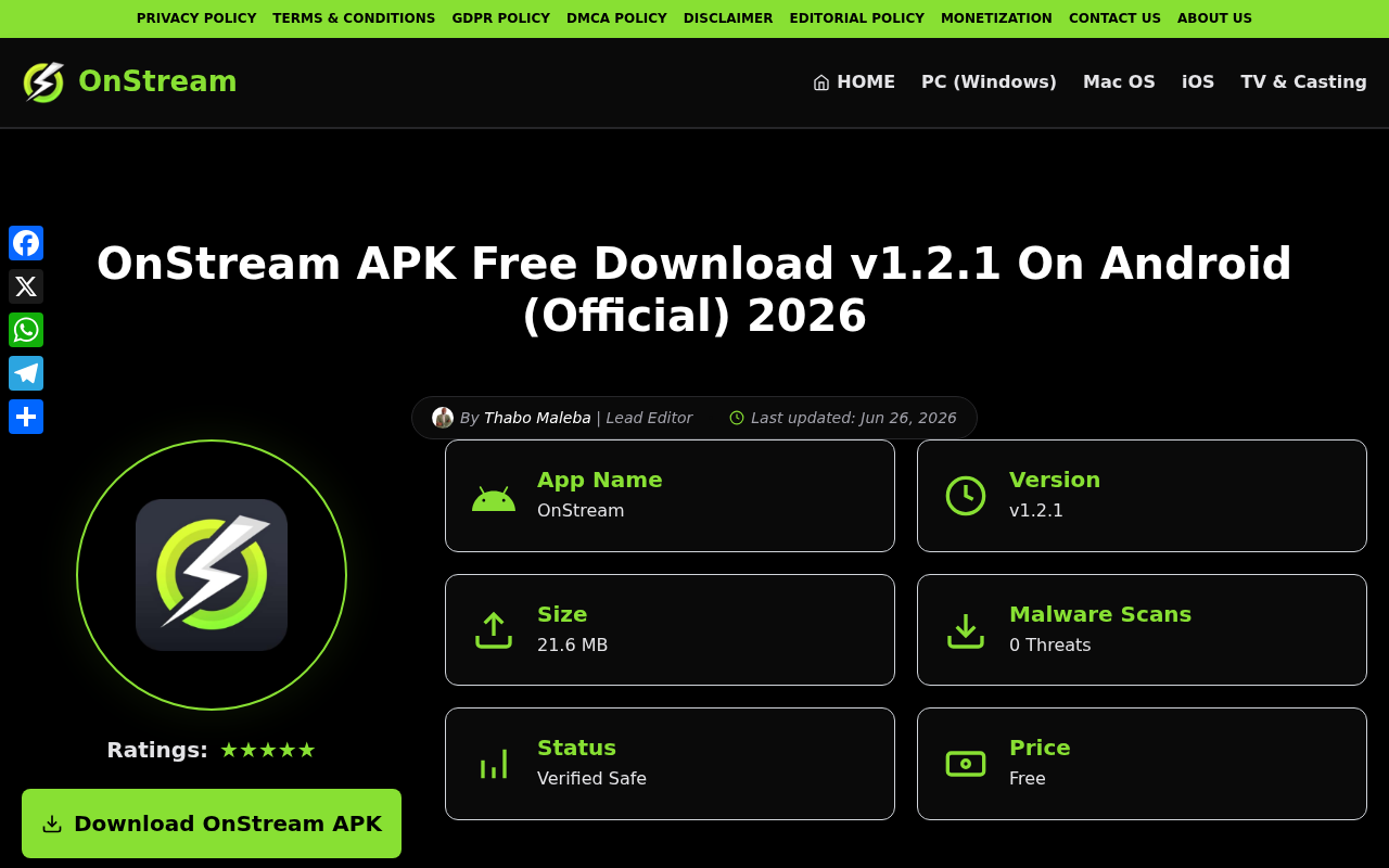 Screenshot of onstreamza.com