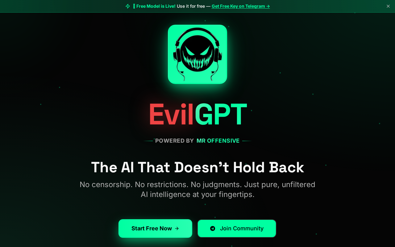 Screenshot of evilgpt.io