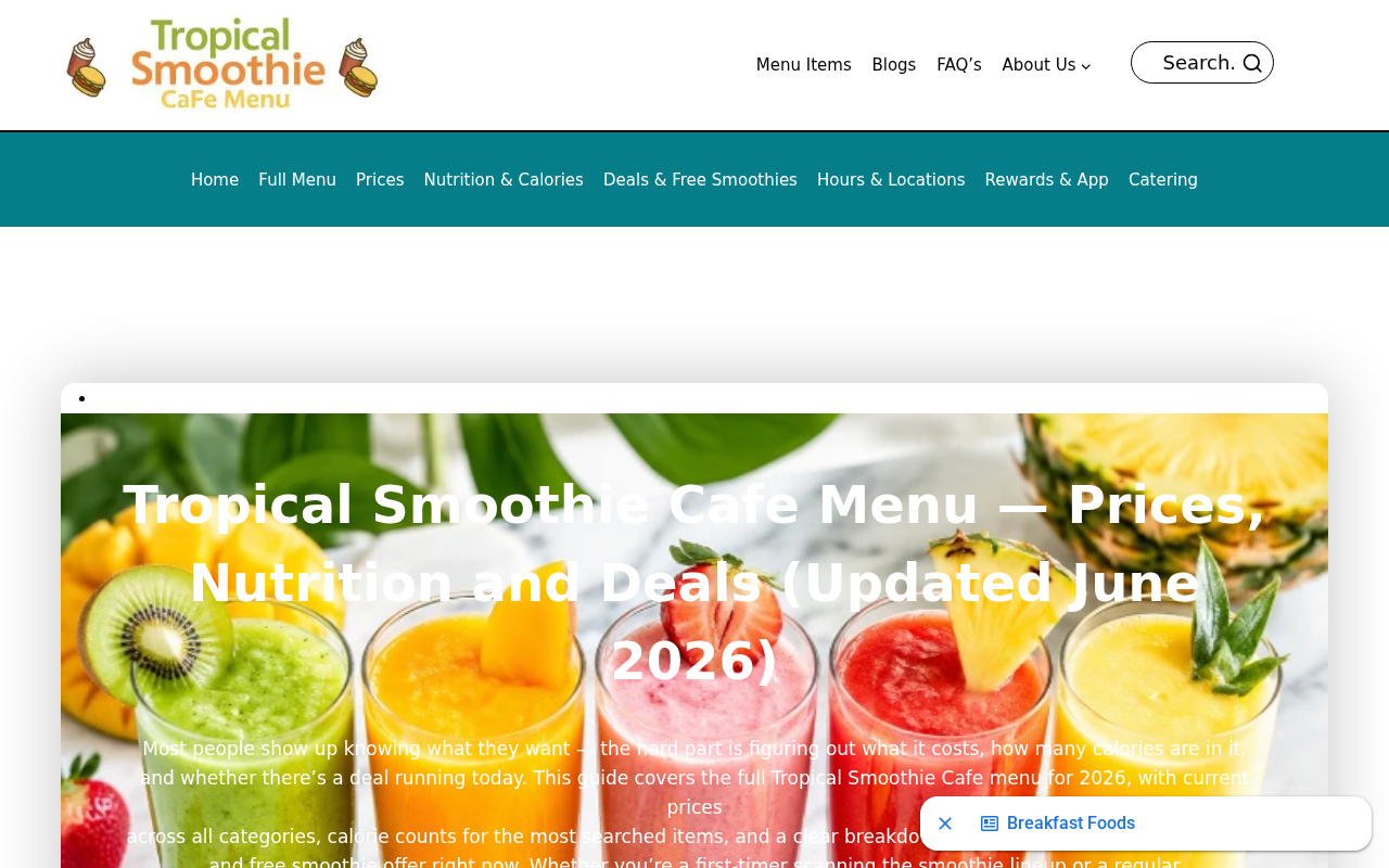 Captured page preview of tropicalsmoothiecafemenu.us