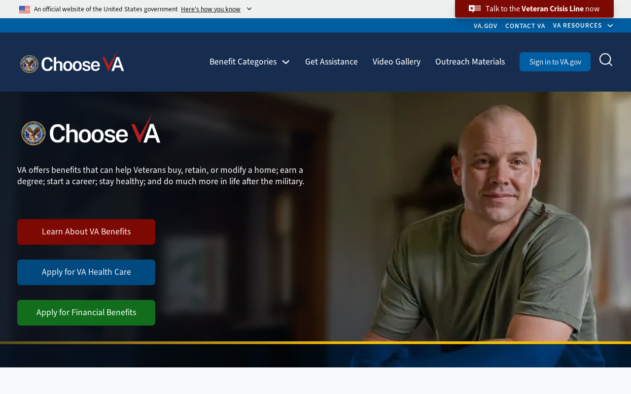 Screenshot of choose.va.gov