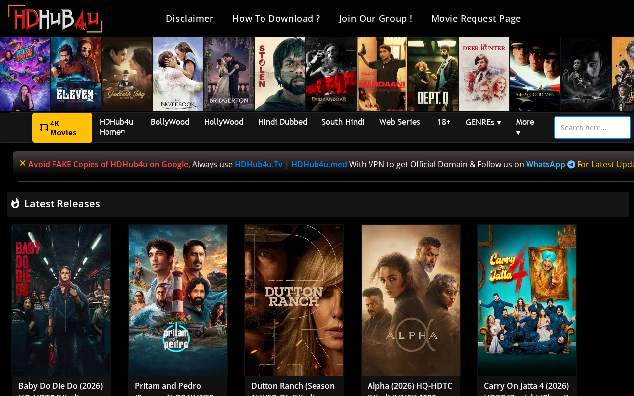 Screenshot of new2.hdhub4u.cl