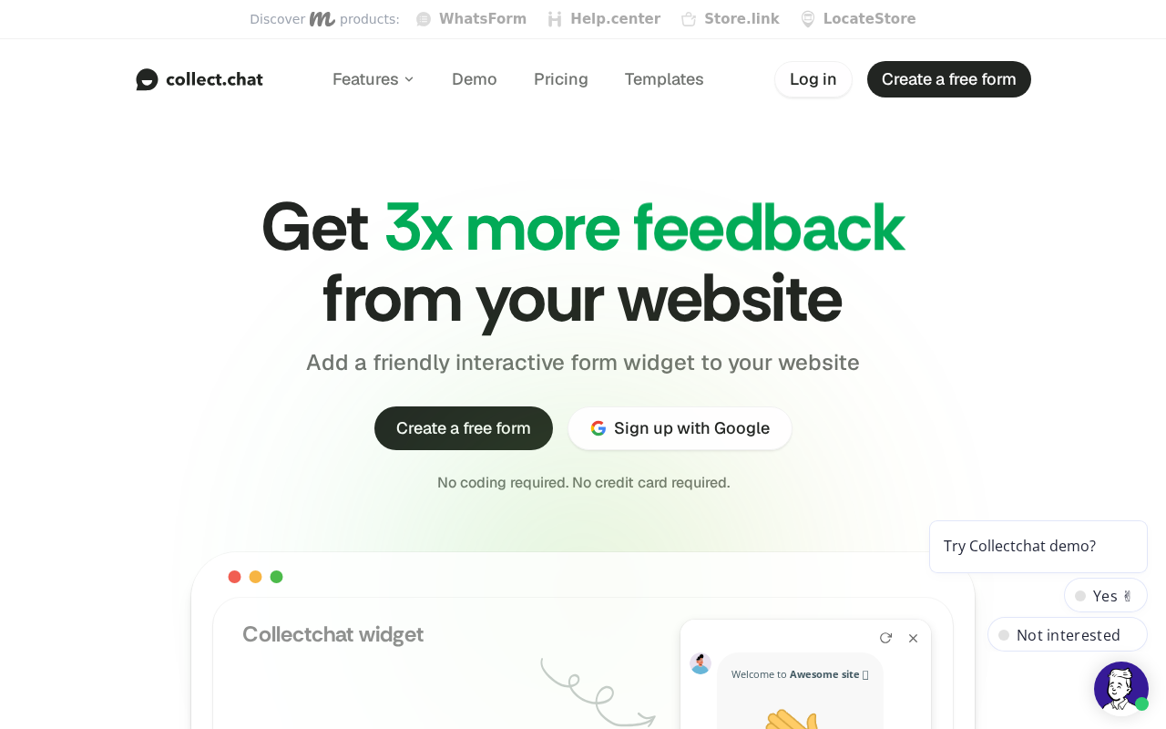 Screenshot of collect.chat