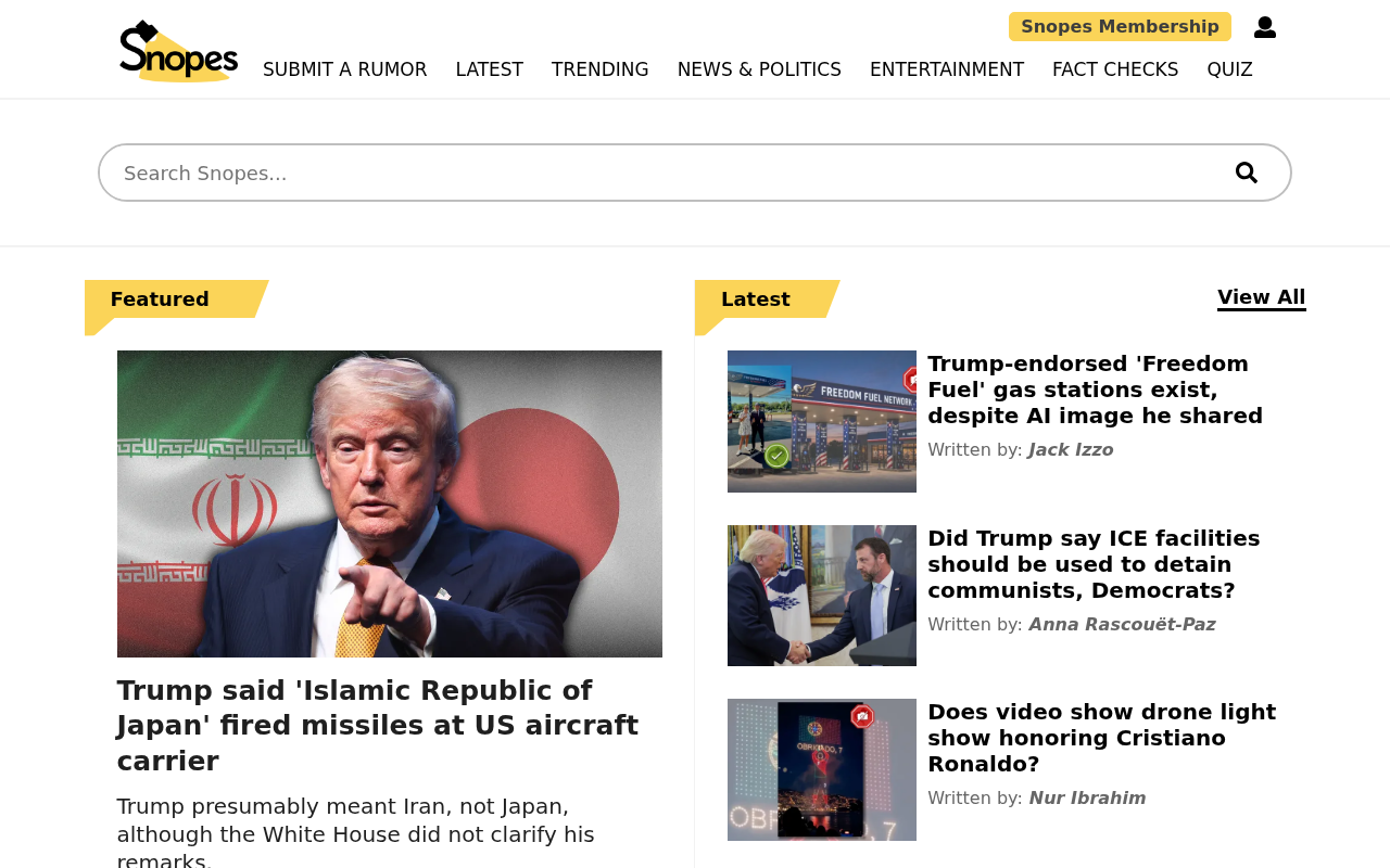 Screenshot of snopes.com