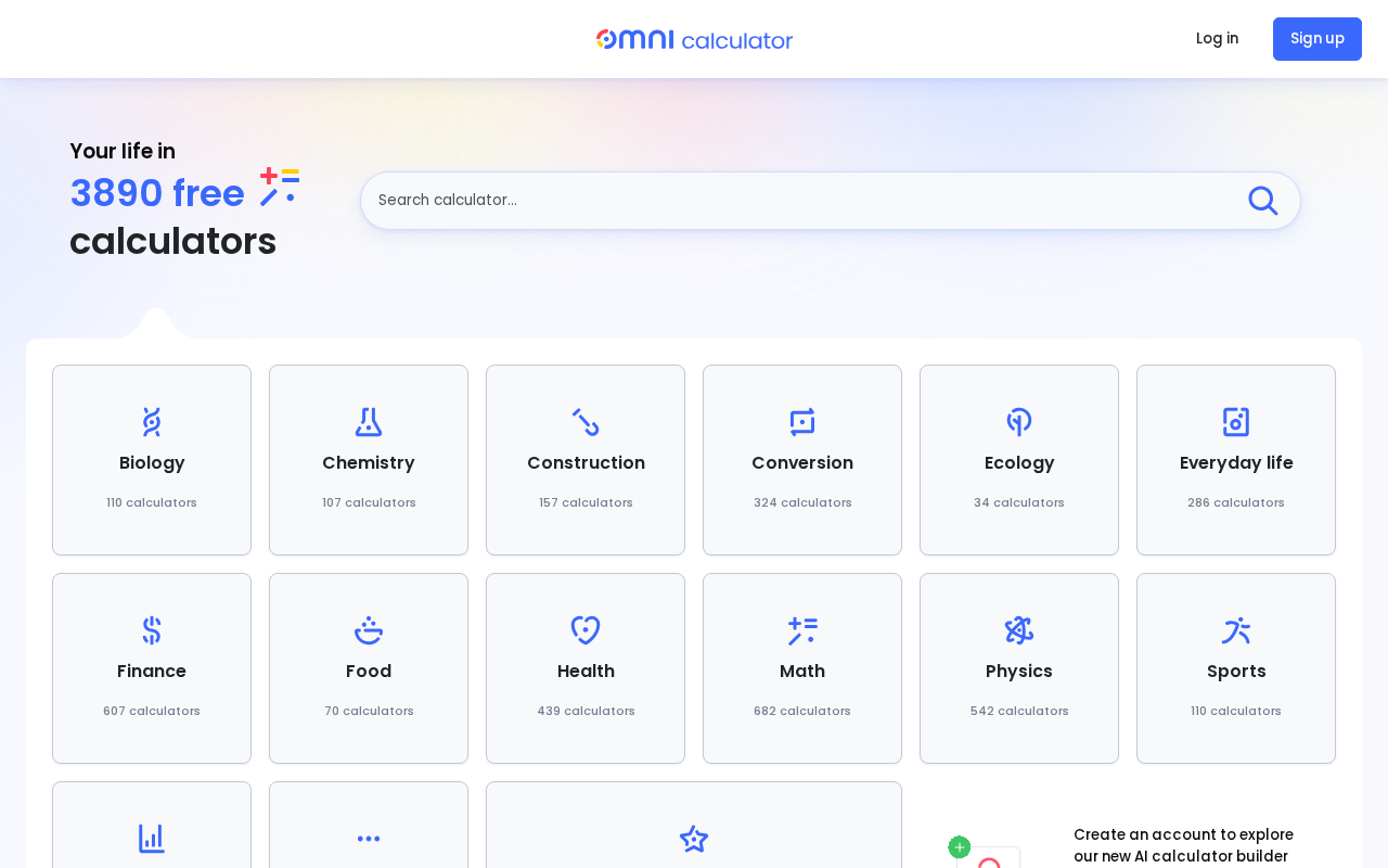 Screenshot of omnicalculator.com