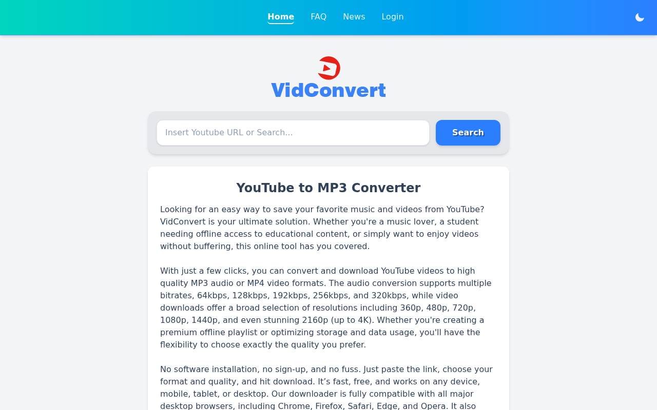 Screenshot of vidconvert.org