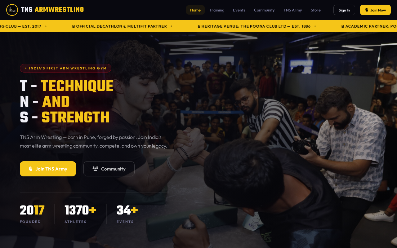Screenshot of tnsarmwrestling.com