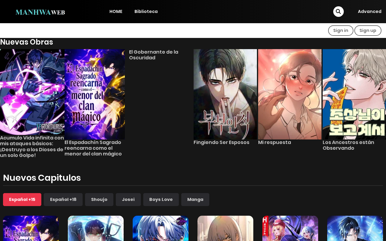 Screenshot of manhwaweb.org