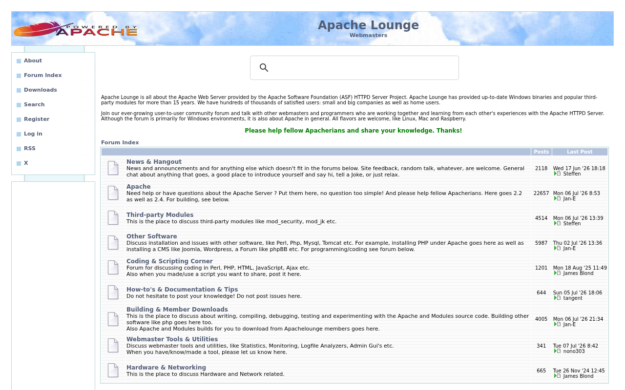 Screenshot of apachelounge.com
