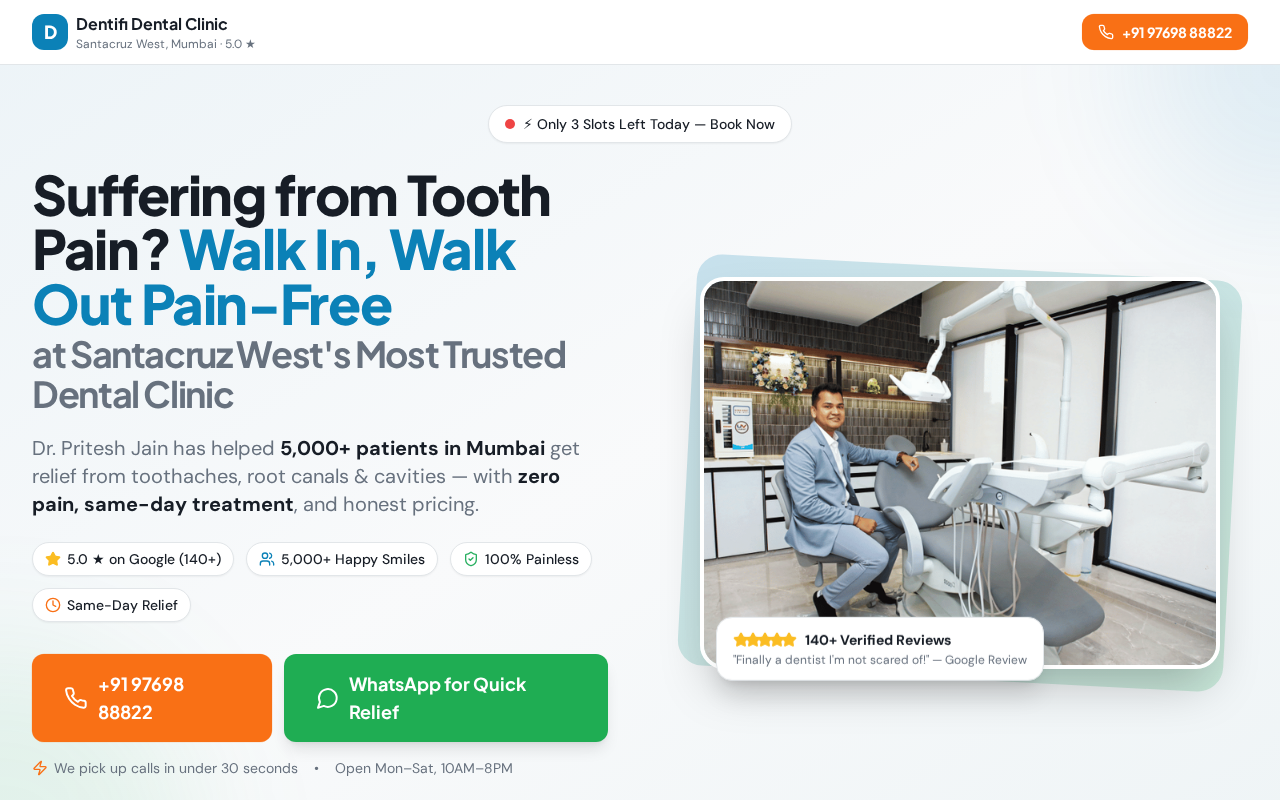 Screenshot of appointment.dentificlinic.com