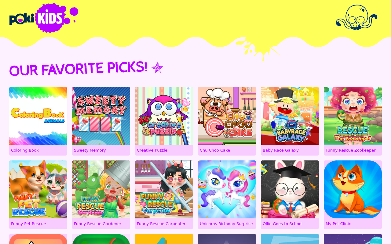 Screenshot of kids.poki.com