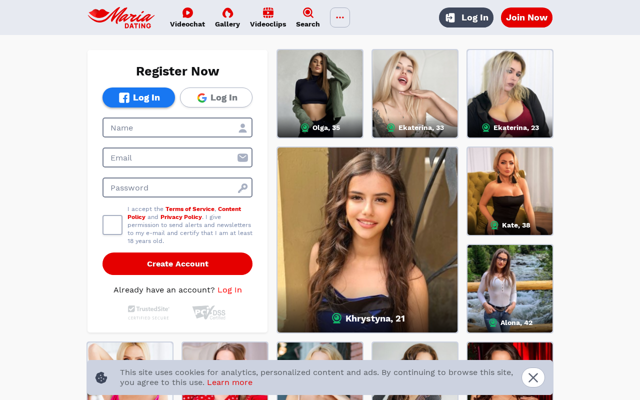 Screenshot of mariadating.com