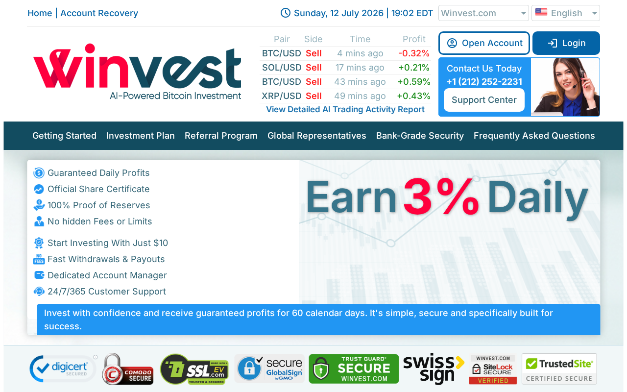 Screenshot of winvest.com