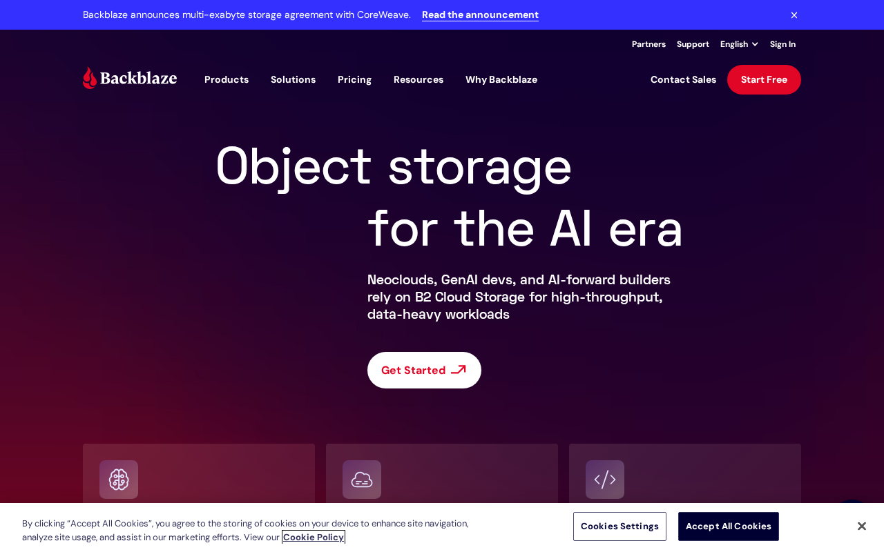 Screenshot of backblaze.com