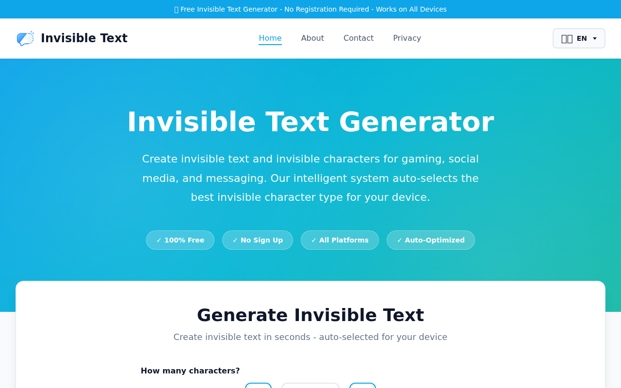 Screenshot of invisibletextgenerators.com