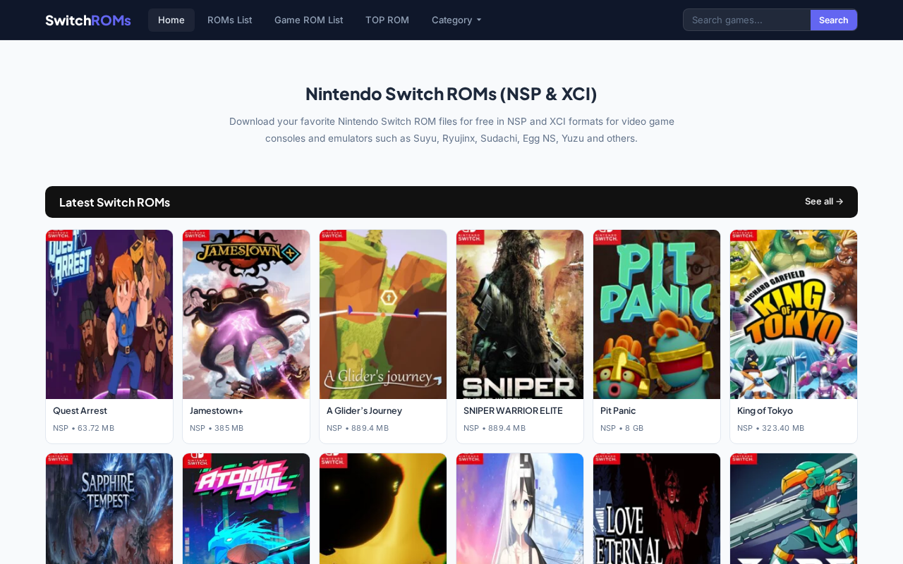 Screenshot of switch-rom.today