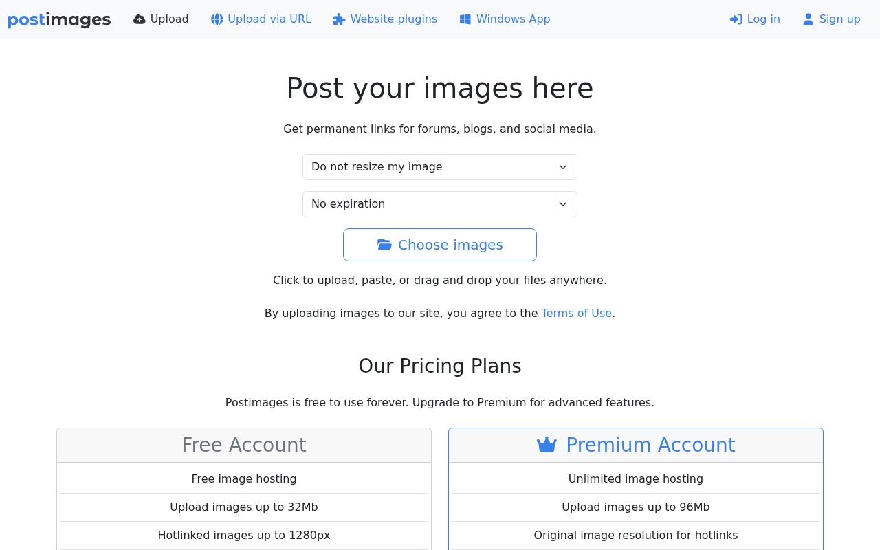 Screenshot of postimg.cc