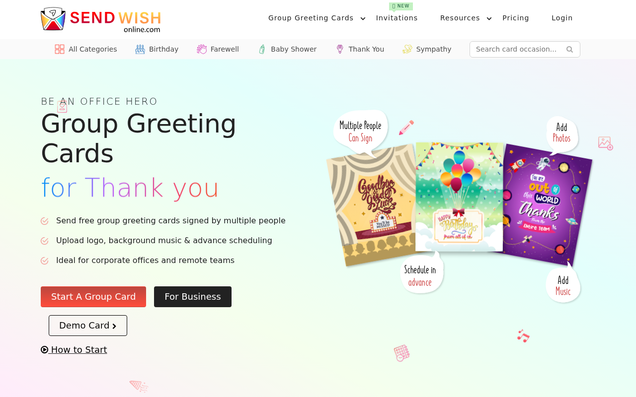 Screenshot of sendwishonline.com