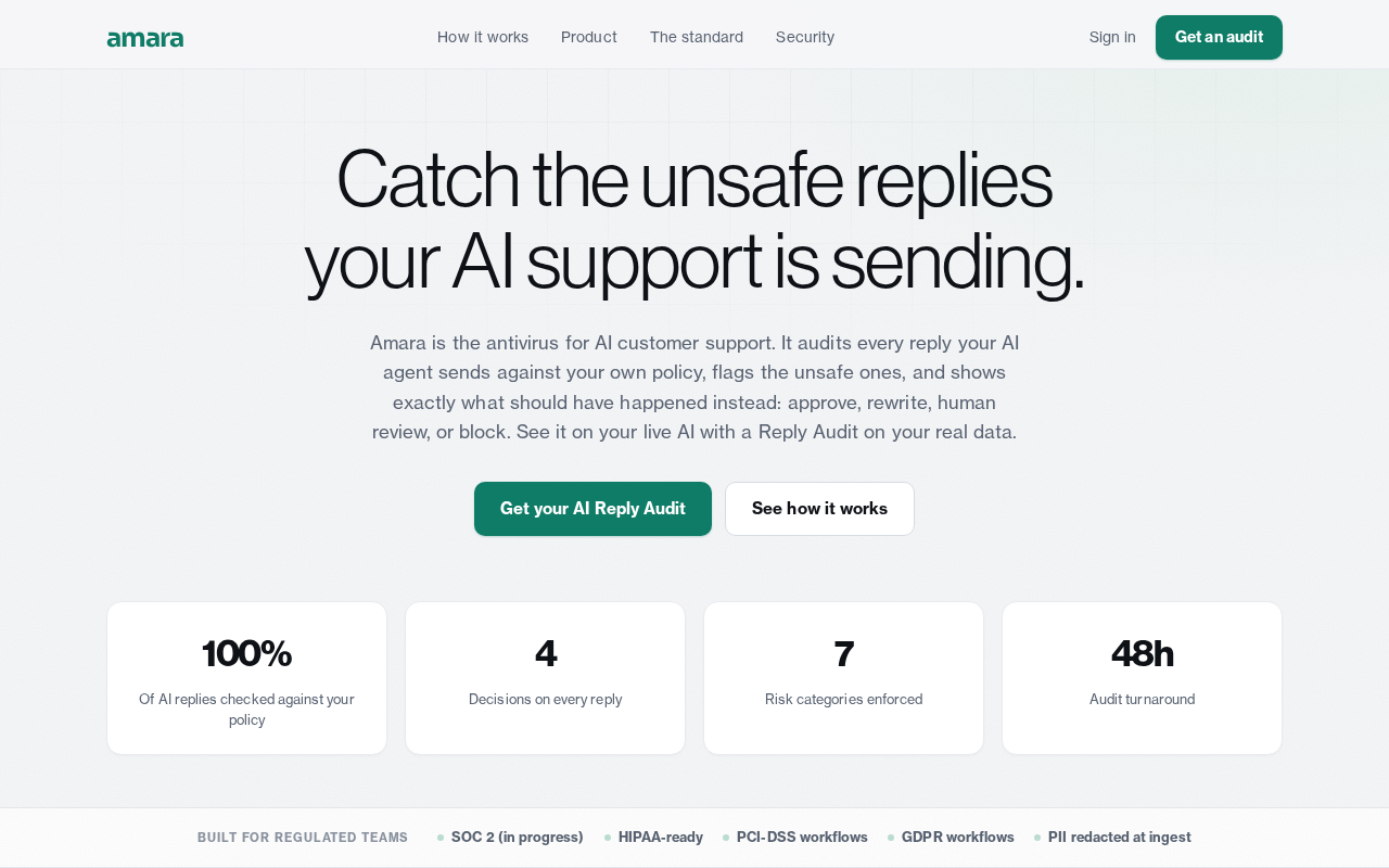Screenshot of tryamara.ai