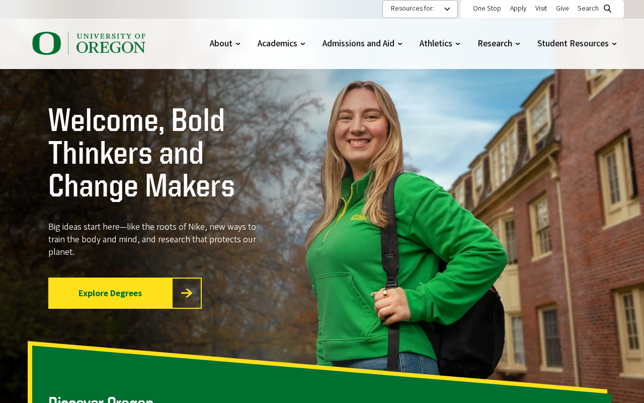 Screenshot of uoregon.edu