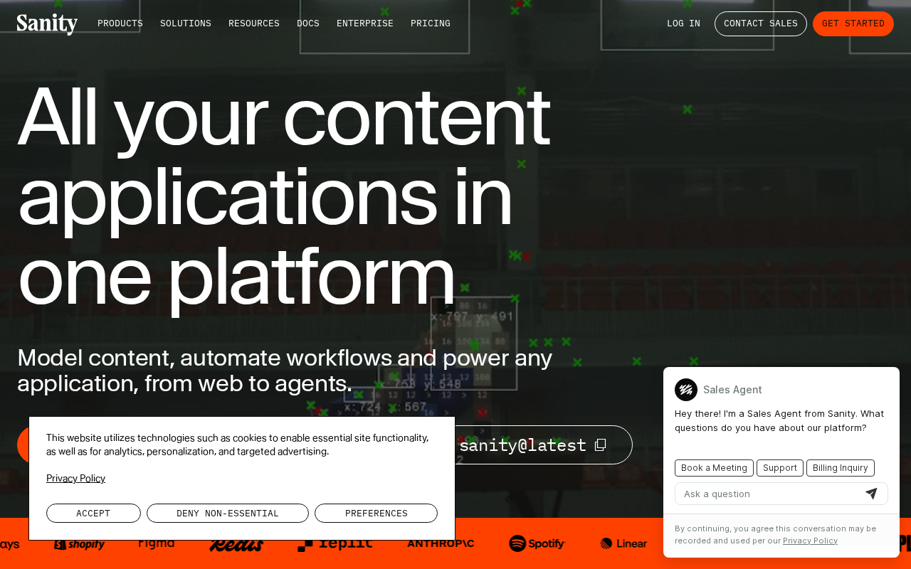 Screenshot of sanity.io