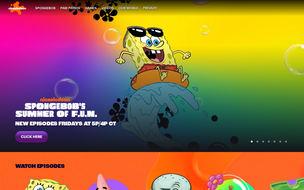 Screenshot of nick.com