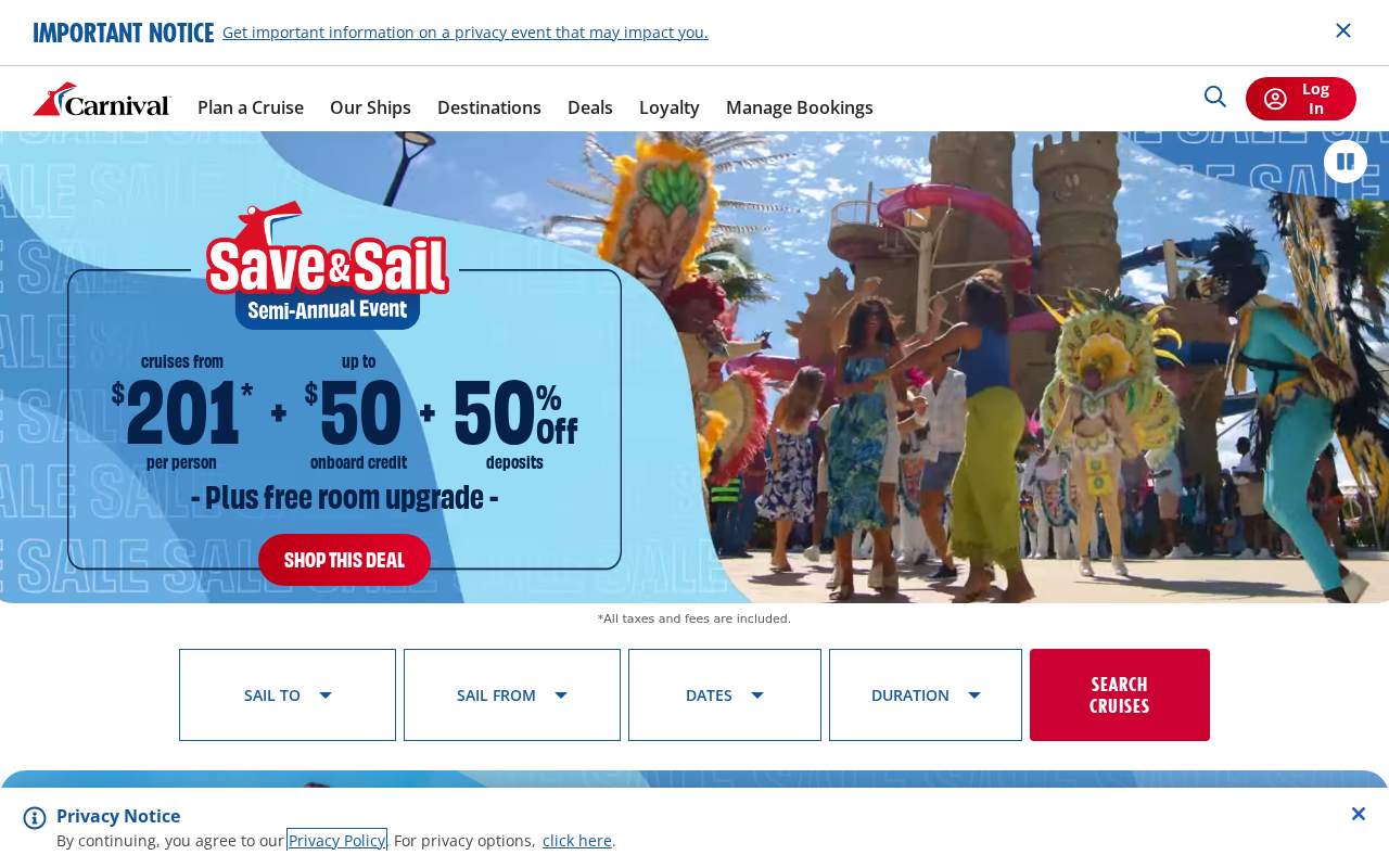 Screenshot of carnival.com
