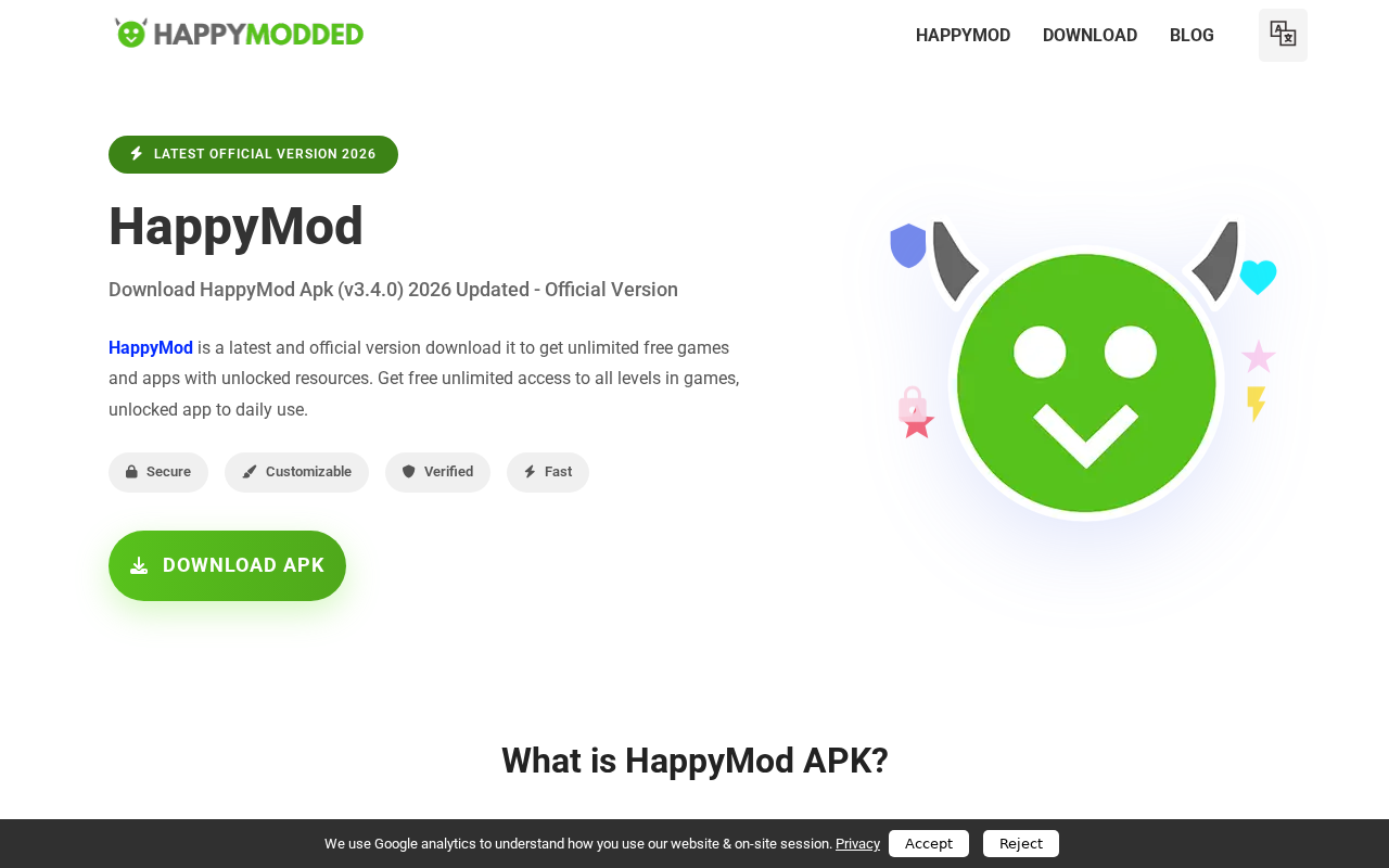 Captured page preview of happymodded.com