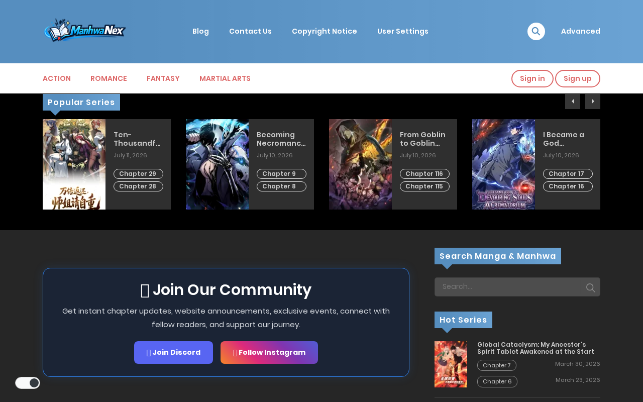 Screenshot of manhwanex.com
