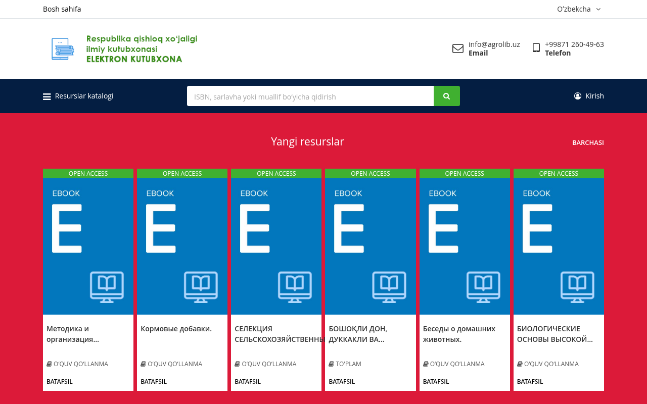Screenshot of dilib.agrolibrary.uz