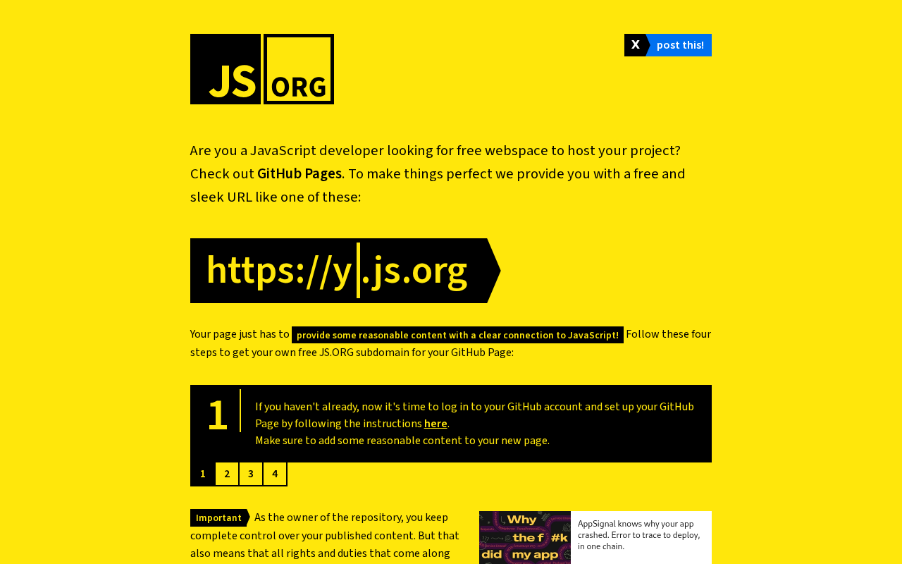 Screenshot of js.org