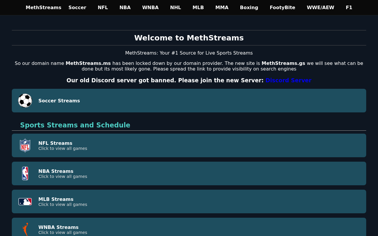 Screenshot of methstreams.gs