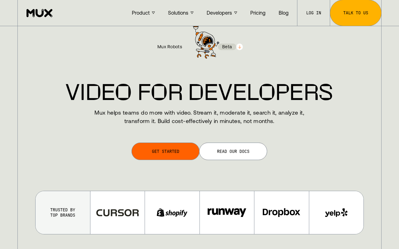 Screenshot of mux.com