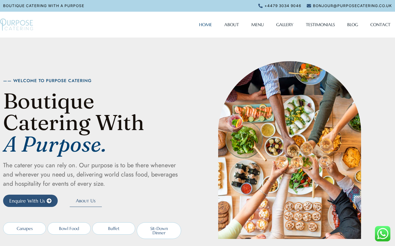 Screenshot of purposecatering.co.uk