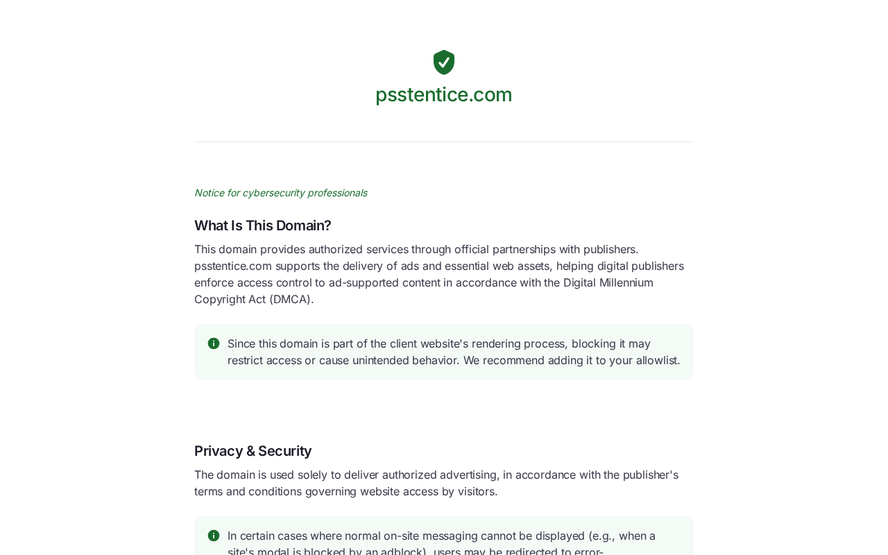 Screenshot of psstentice.com