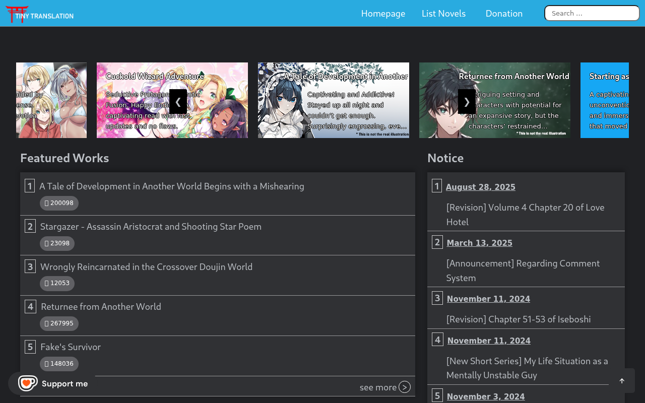 Screenshot of tinytranslation.xyz