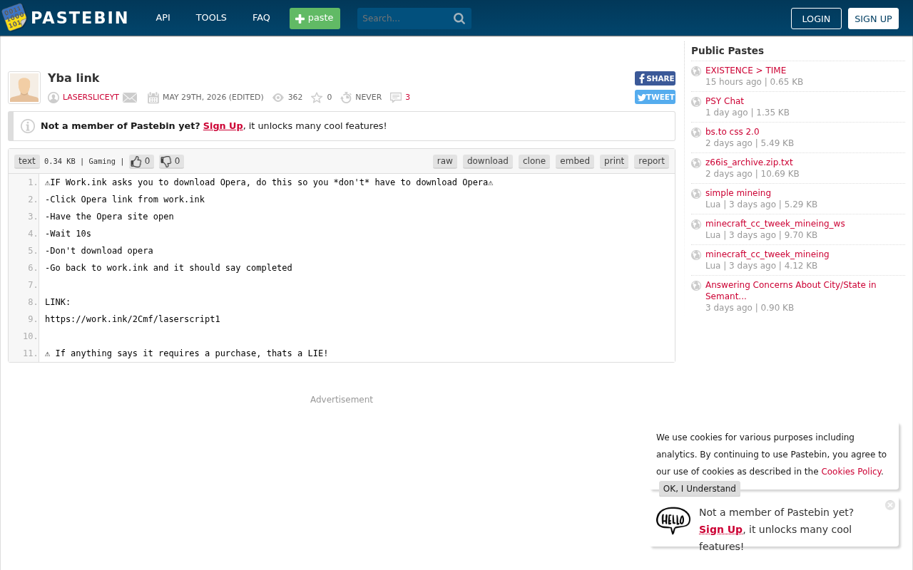 Captured page preview of pastebin.com