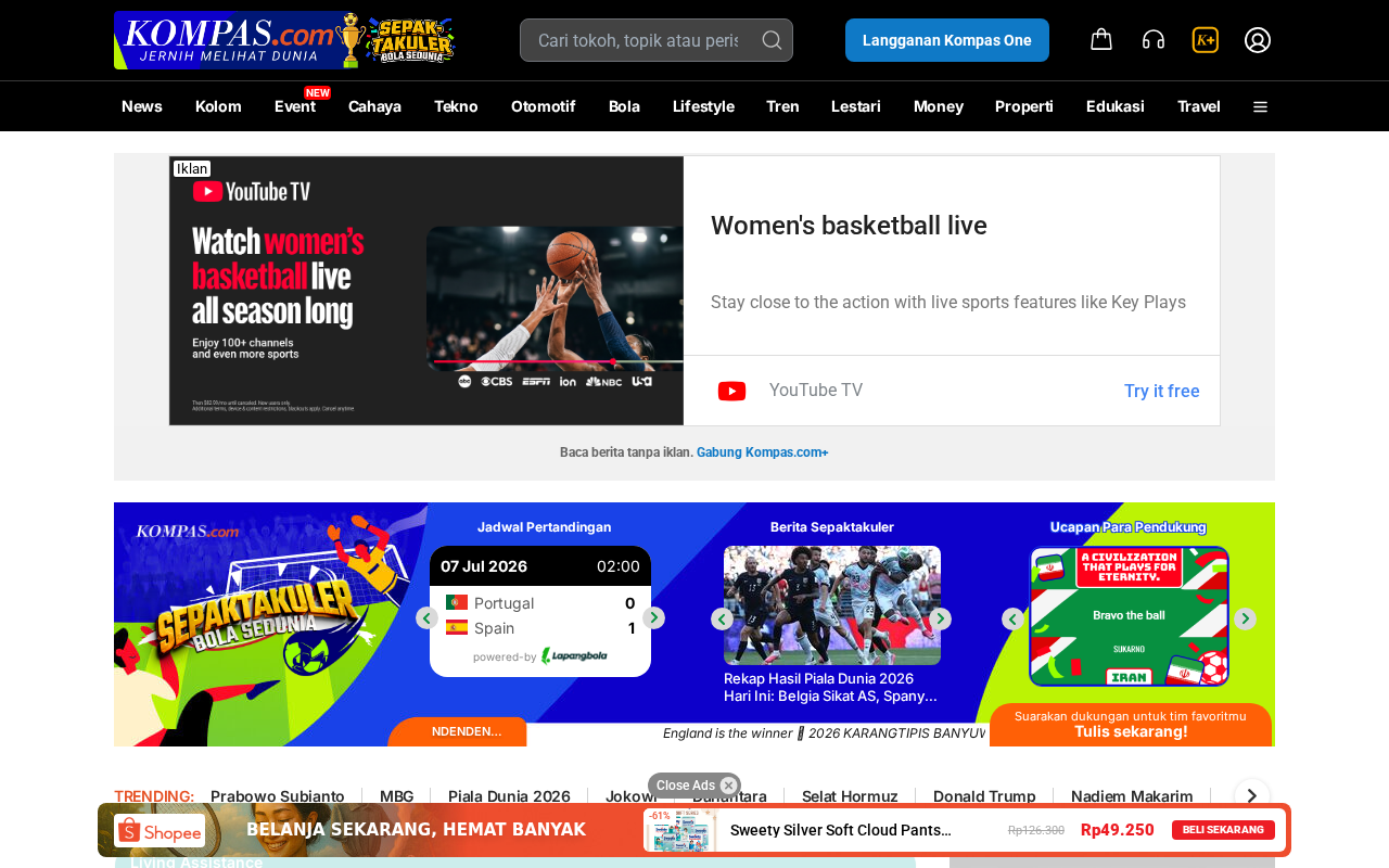 Screenshot of kompas.com
