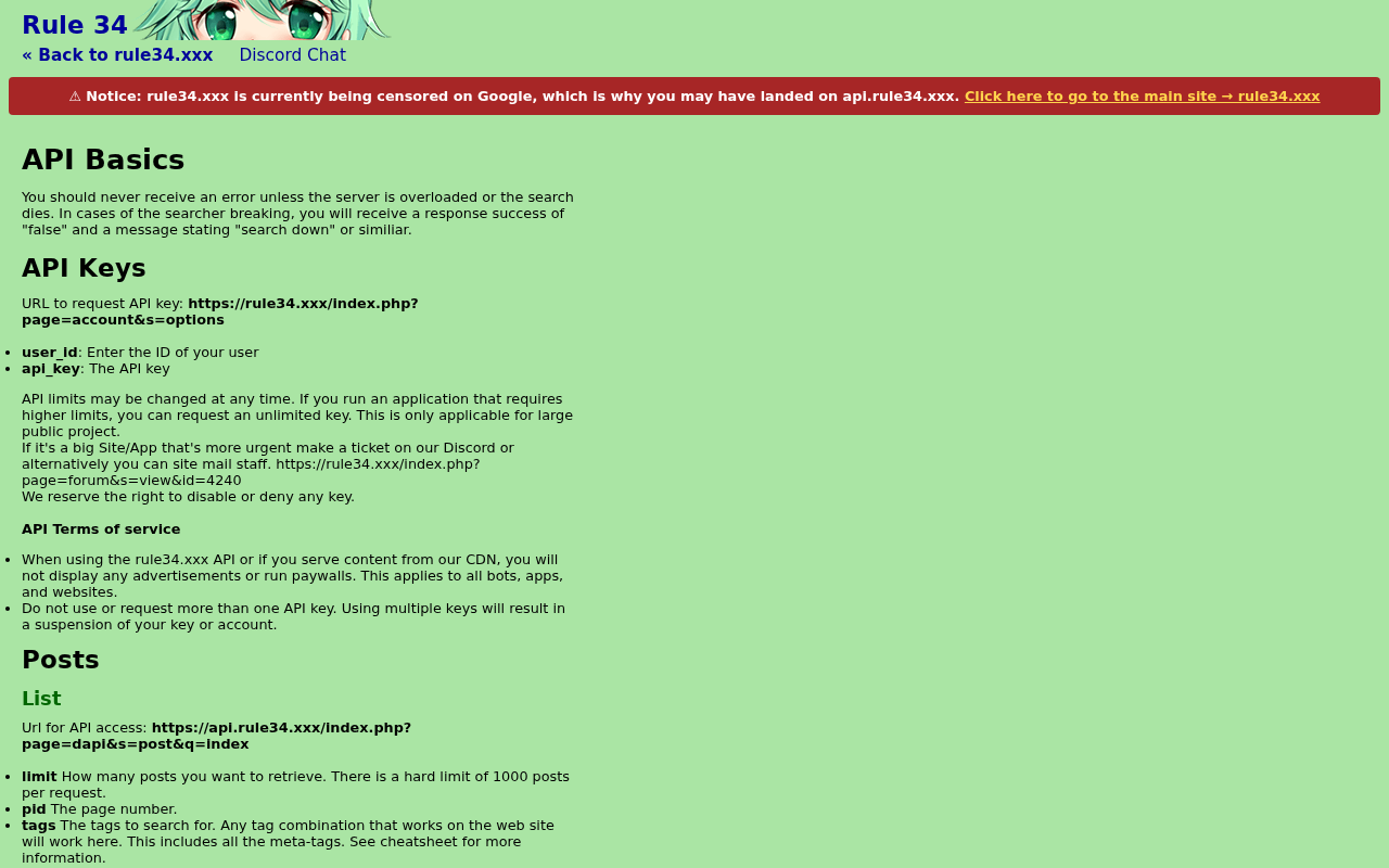 Screenshot of api.rule34.xxx