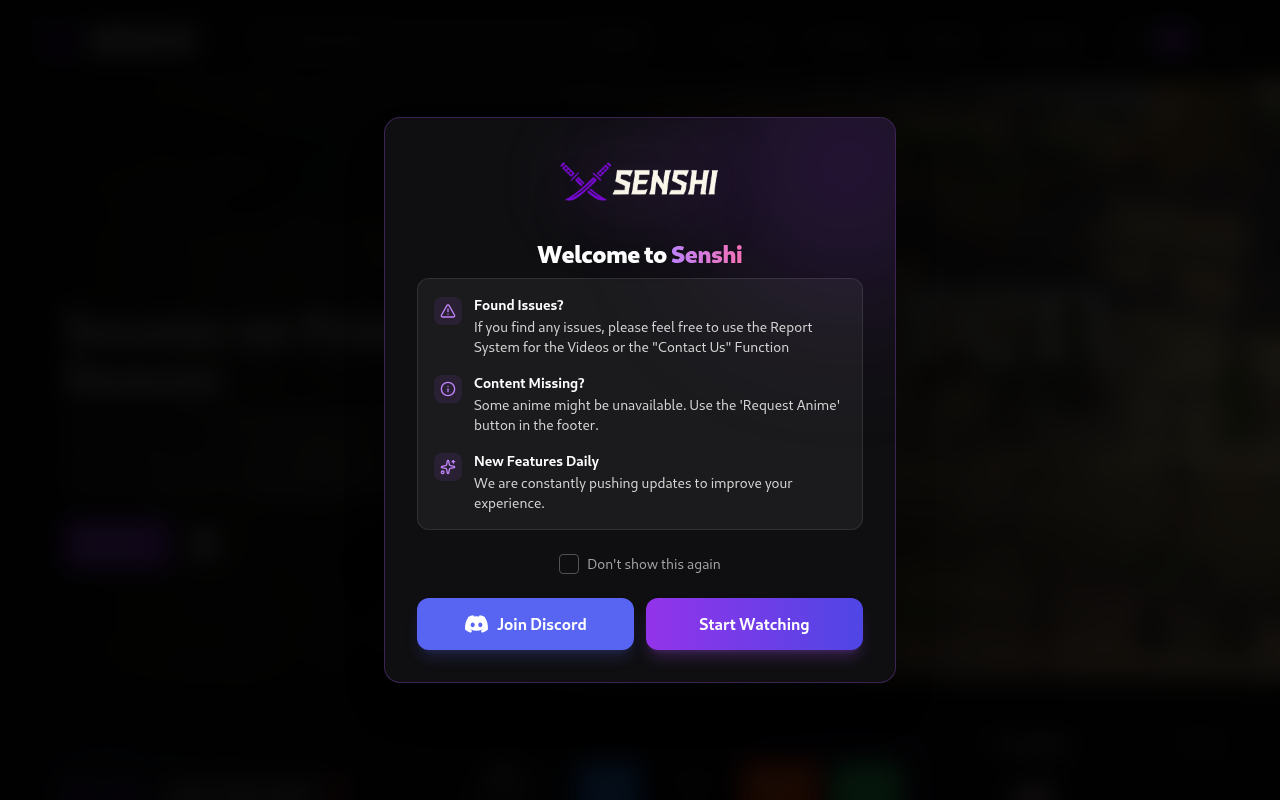 Screenshot of senshi.live