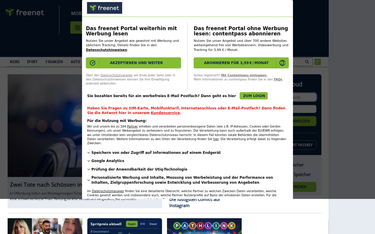 Screenshot of webmail.freenet.de