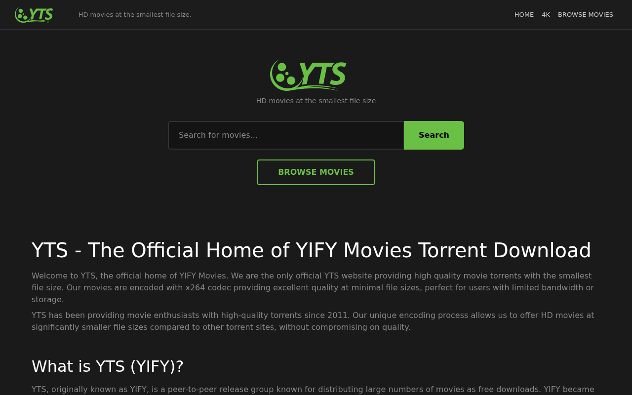 Screenshot of yifytorrent.net