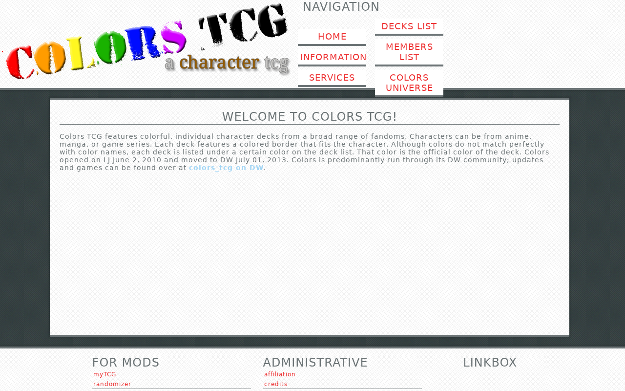 Screenshot of colors-tcg.eu