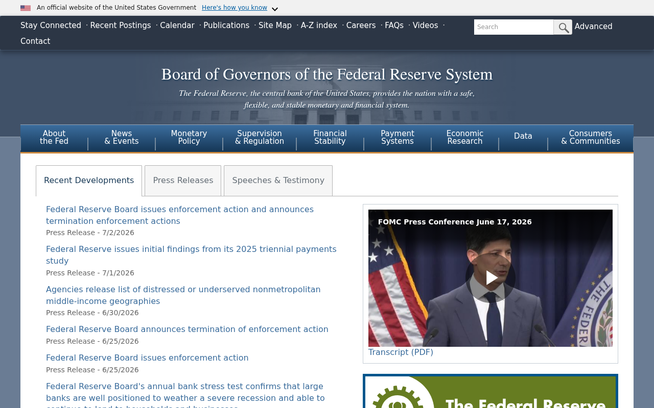 Screenshot of federalreserve.gov